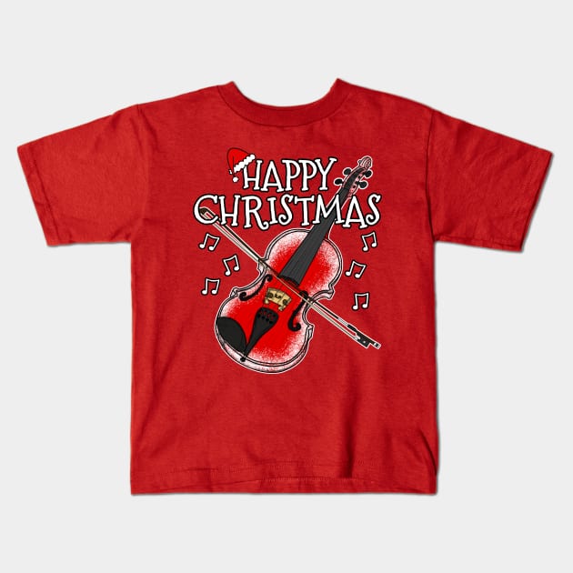 Christmas Violin Violinist String Teacher Xmas 2022 Kids T-Shirt by doodlerob